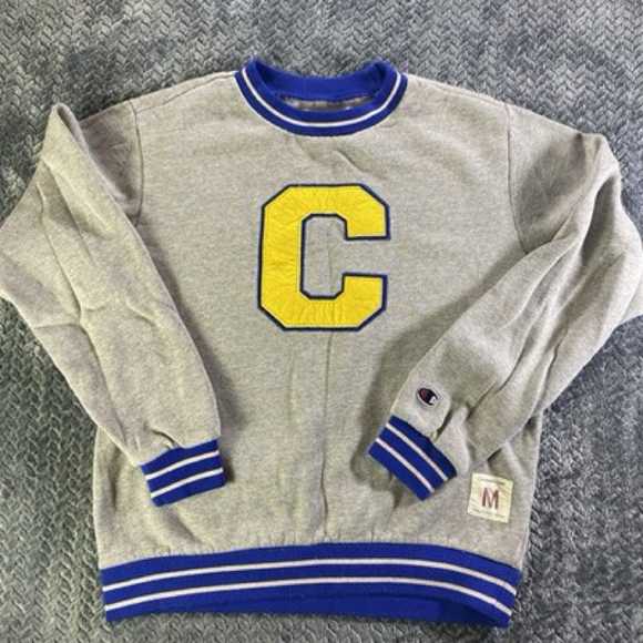 Vintage Champion Men's Crewneck Sweatshirt Varsity Gray Pullover Size M - Picture 1 of 10
